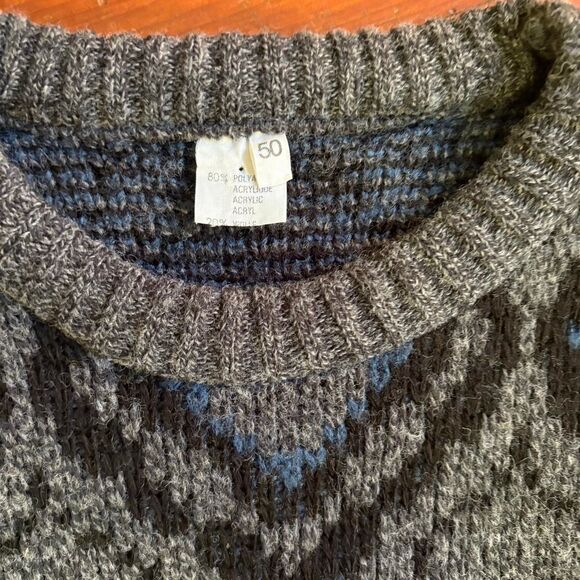 Vtg. Argyle Geometric Pattern Grandpa Sweater No Brand Size L - Picture 3 of 6